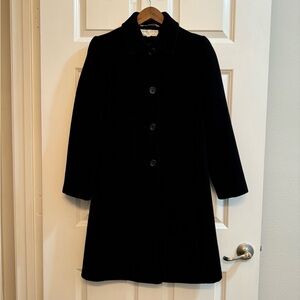 Larry Levine Classic Black 100% Merino Wool Womens Coat Size 2P